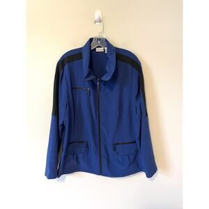 Chico's Synergy Lightweight Workout Jacket Blue Black Size 12-14 (Chico Size 2)